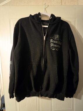 Beautiful disaster Black Zip-Up Hoodie